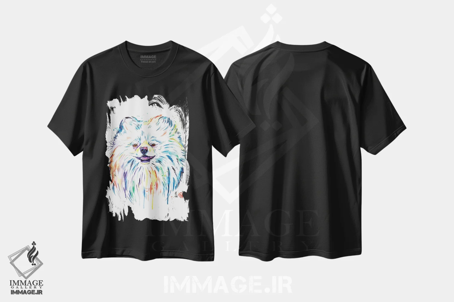 تیشرت مشکی طرح دار – تیشرت حیوانات خانگی ,پامرانین اثر لیزا وایت هاوس immage.ir
