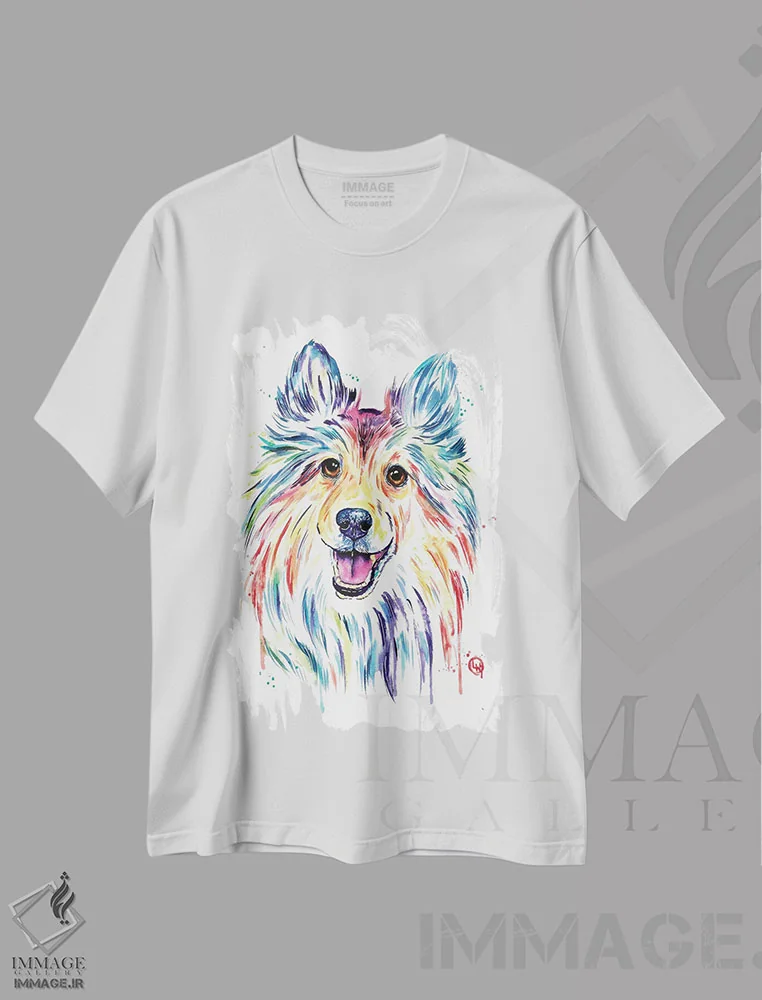 تیشرت سفید طرح دار – تیشرت سگ نژاد خاص ,شلتی اثر لیزا وایت هاوس فروشگاه ایماژ