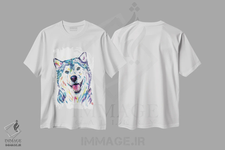 تیشرت سفید طرح دار – تیشرت حیوانات ,هاسکی سیبری اثر لیزا وایت هاوس immage.ir