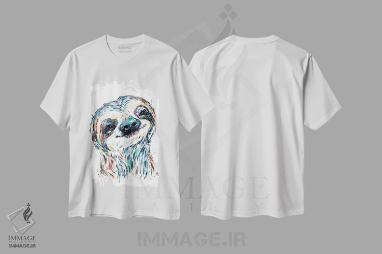 تیشرت سفید طرح دار – تیشرت حیوانات ,لبخند تنبل اثر لیزا وایت هاوس فروشگاه ایماژ