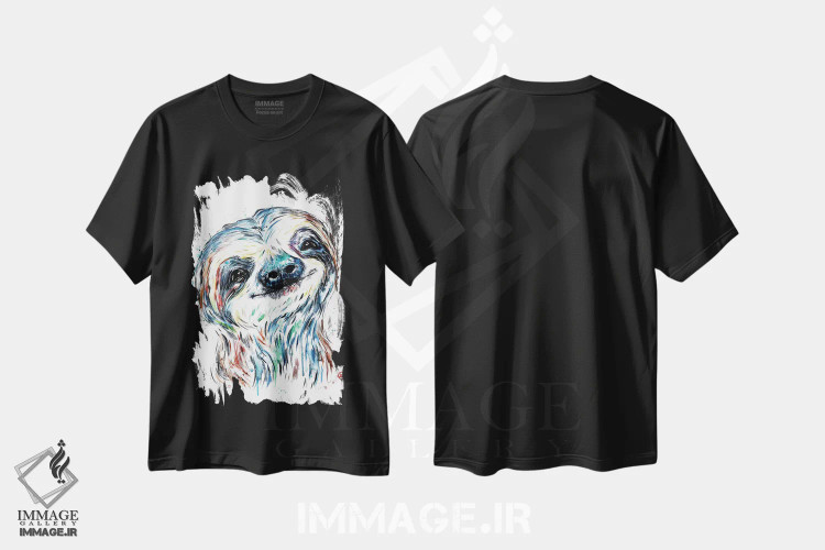 تیشرت مشکی طرح دار – تیشرت حیوانات ,لبخند تنبل اثر لیزا وایت هاوس immage.ir