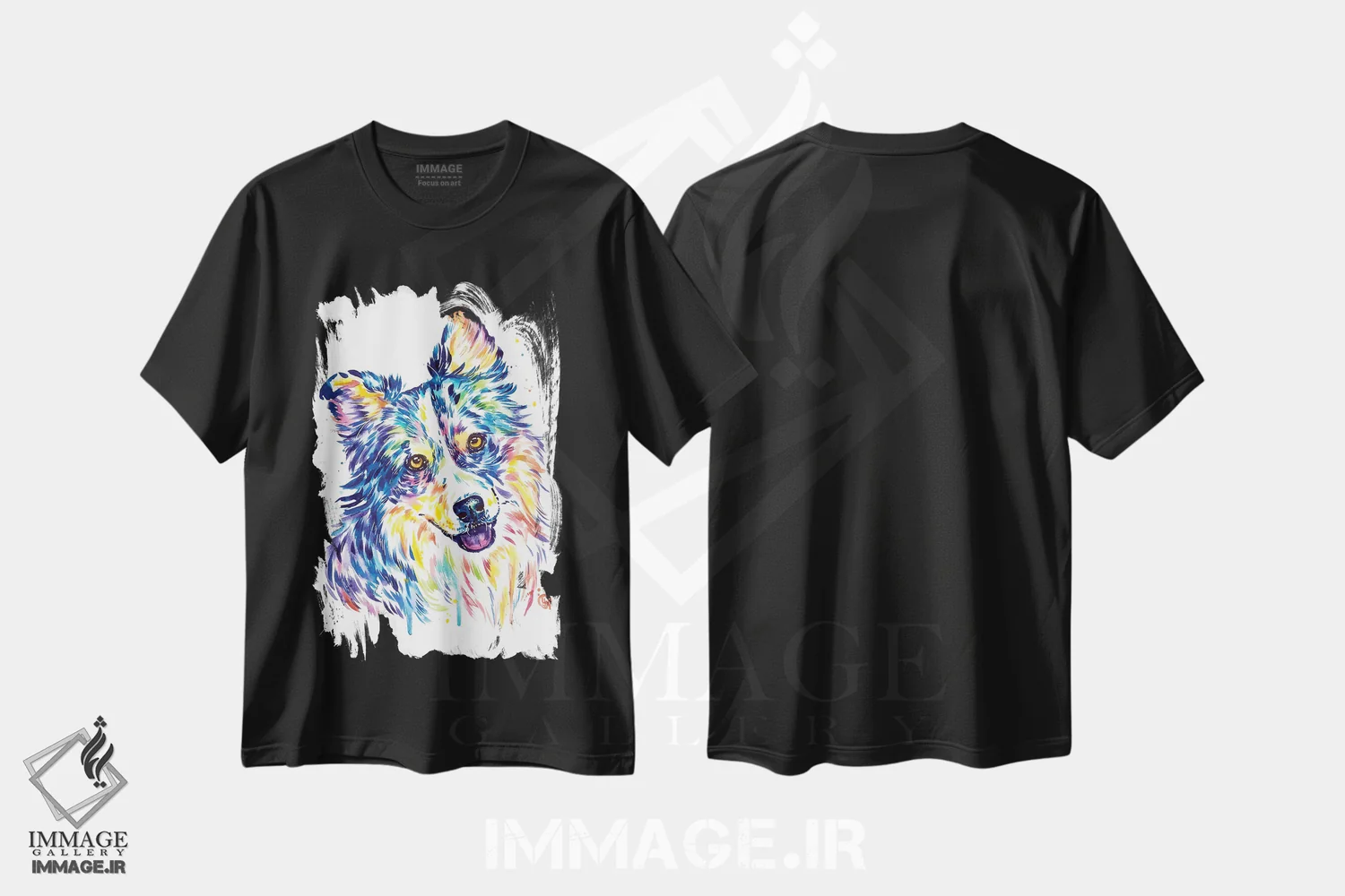 تیشرت مشکی طرح دار – تیشرت حیوانات ,شپرد استرالیایی اثر لیزا وایت هاوس فروشگاه ایماژ