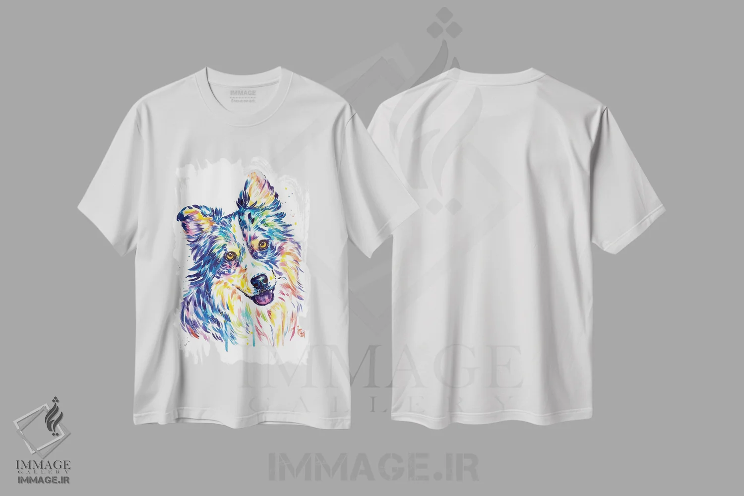 تیشرت سفید طرح دار – تیشرت حیوانات ,شپرد استرالیایی اثر لیزا وایت هاوس immage.ir