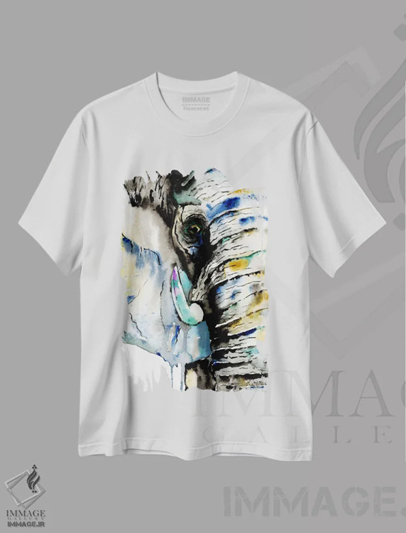 تیشرت سفید طرح دار – تیشرت حیوانات ,فیل اثر لیزا وایت هاوس فروشگاه ایماژ