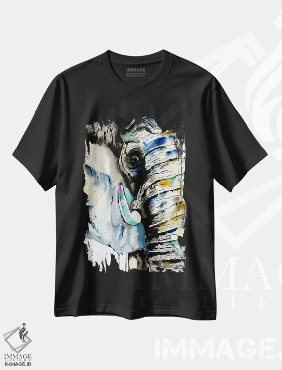 تیشرت مشکی طرح دار – تیشرت حیوانات ,فیل اثر لیزا وایت هاوس immage.ir