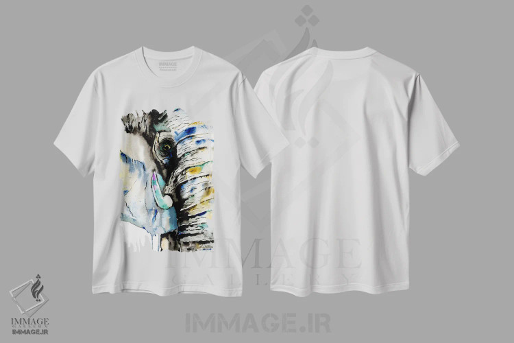 تیشرت سفید طرح دار – تیشرت حیوانات ,فیل اثر لیزا وایت هاوس فروشگاه ایماژ