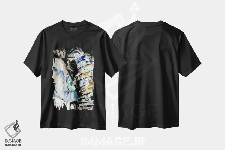تیشرت مشکی طرح دار – تیشرت حیوانات ,فیل اثر لیزا وایت هاوس immage.ir