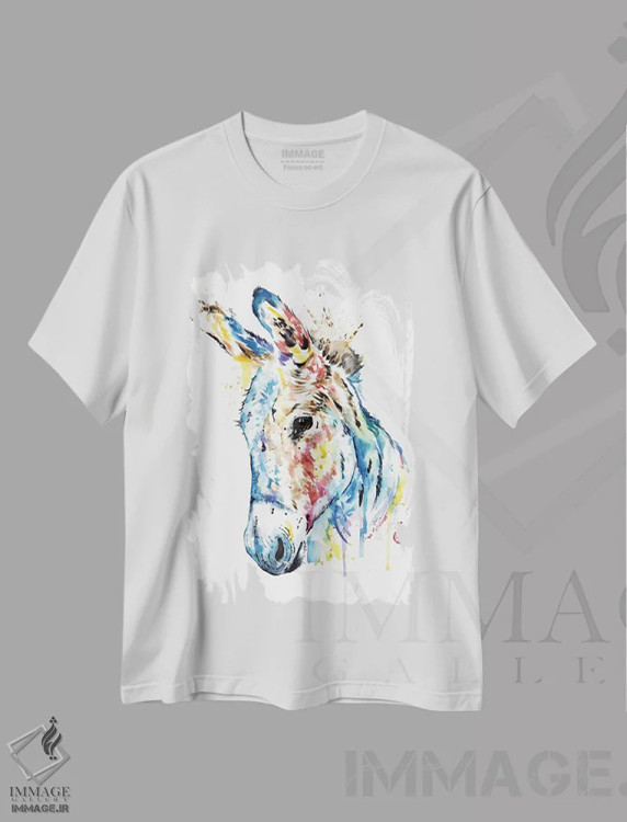 تیشرت سفید طرح دار – تیشرت حیوانات مزرعه ,الاغ اثر لیزا وایت هاوس فروشگاه ایماژ