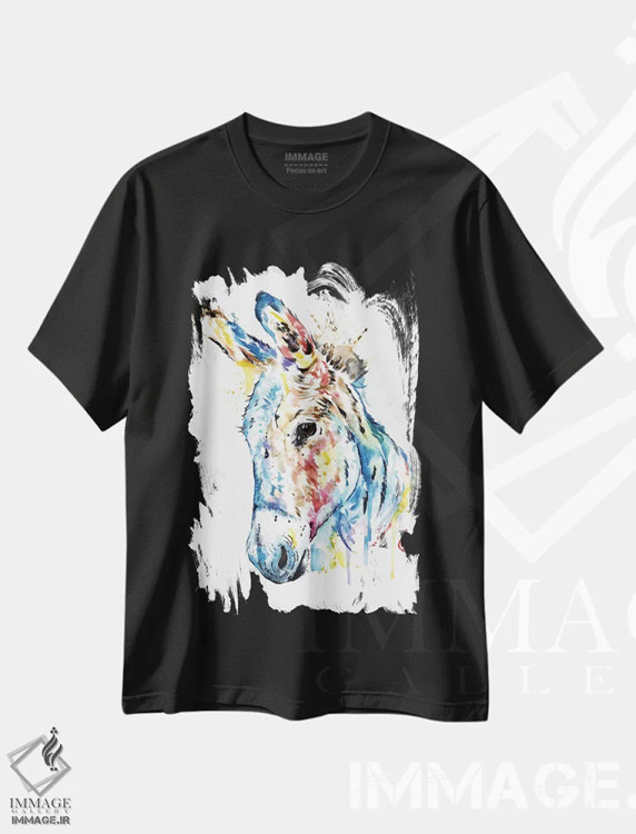 تیشرت مشکی طرح دار – تیشرت حیوانات مزرعه ,الاغ اثر لیزا وایت هاوس immage.ir