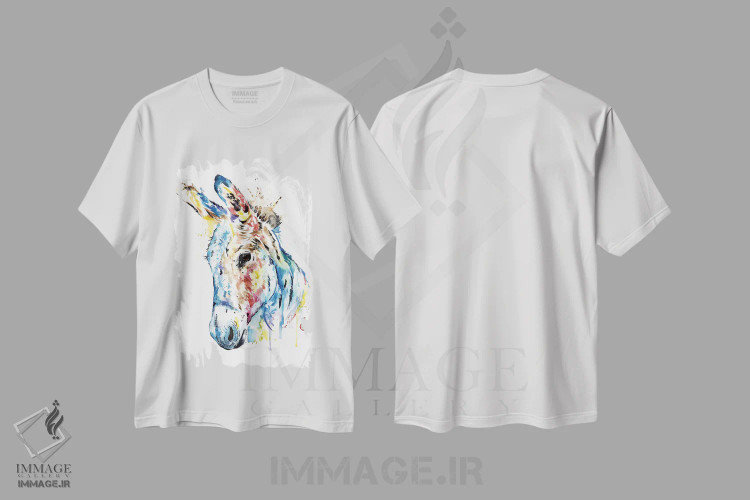 تیشرت سفید طرح دار – تیشرت حیوانات مزرعه ,الاغ اثر لیزا وایت هاوس فروشگاه ایماژ