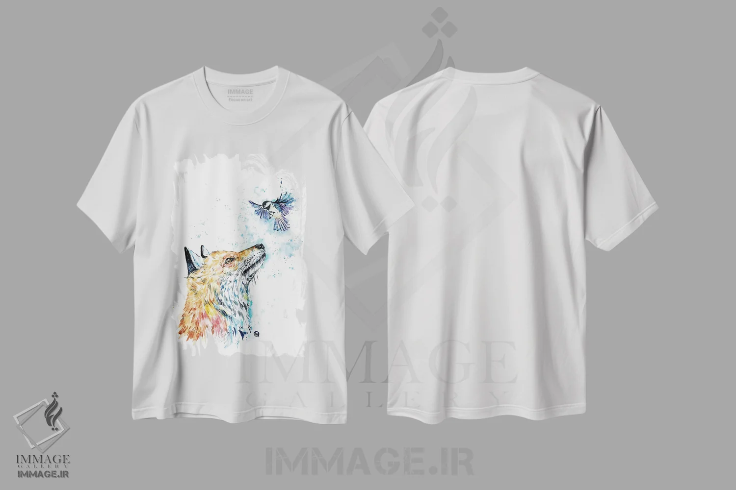 تیشرت سفید طرح دار – تیشرت فانتزی ,روباه و چیکادی اثر لیزا وایت هاوس فروشگاه ایماژ