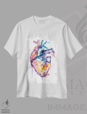 تیشرت سفید طرح دار – تیشرت هنری ,قلب انسان اثر لیزا وایت هاوس فروشگاه ایماژ