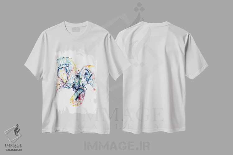 تیشرت سفید طرح دار – تیشرت حیوانات ,فیل مادر و بچه اثر لیزا وایت هاوس immage.ir