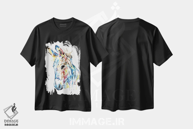 تیشرت مشکی طرح دار – تیشرت حیوانات مزرعه ,الاغ اثر لیزا وایت هاوس immage.ir