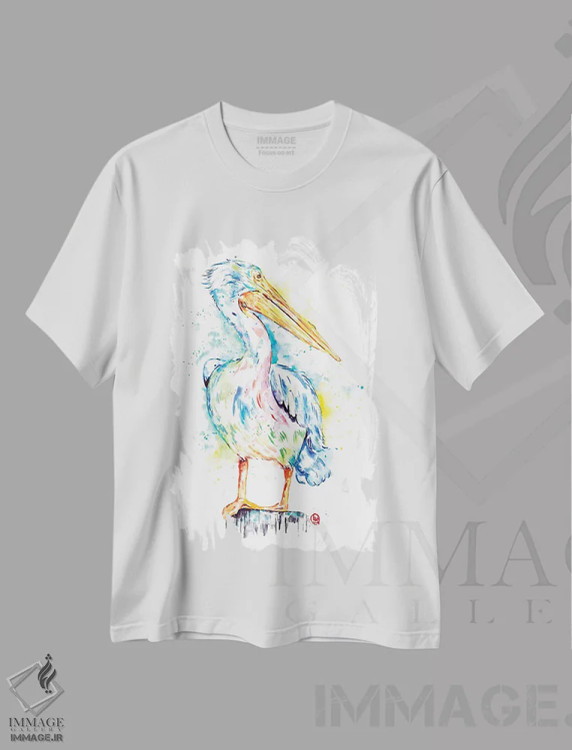 تیشرت سفید طرح دار – تیشرت طبیعت ,پلیکان اثر لیزا وایت هاوس فروشگاه ایماژ