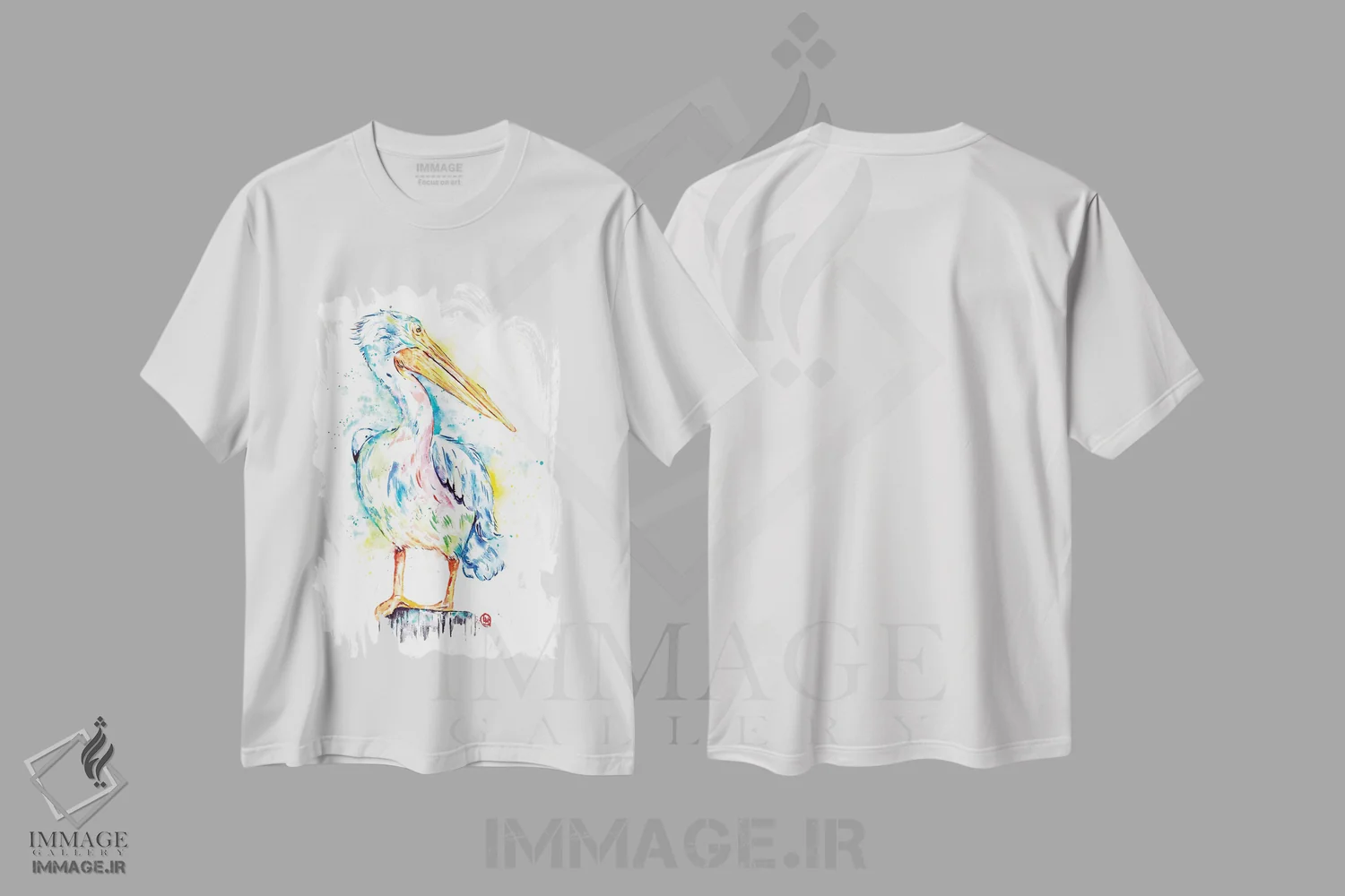 تیشرت سفید طرح دار – تیشرت طبیعت ,پلیکان اثر لیزا وایت هاوس فروشگاه ایماژ