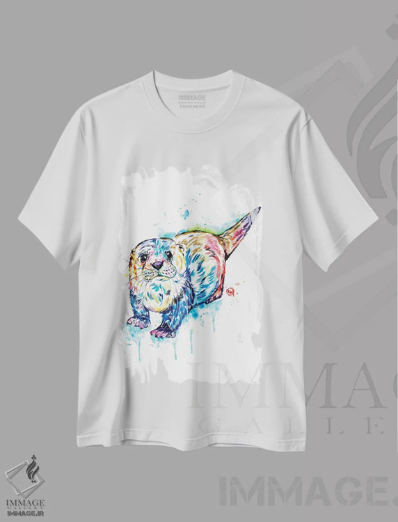 تیشرت سفید طرح دار – تیشرت فانتزی ,سمور بامزه اثر لیزا وایت هاوس فروشگاه ایماژ