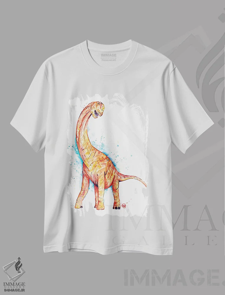 تیشرت سفید طرح دار – تیشرت حیوانات ,گردن دراز اثر لیزا وایت هاوس immage.ir