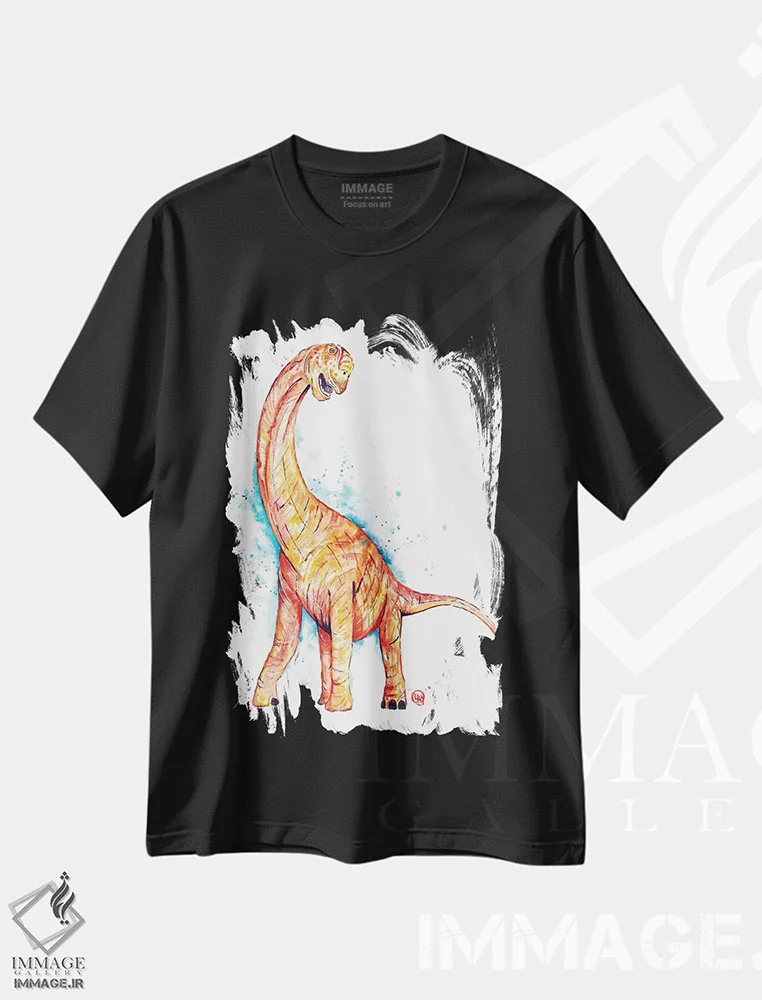 تیشرت مشکی طرح دار – تیشرت حیوانات ,گردن دراز اثر لیزا وایت هاوس فروشگاه ایماژ