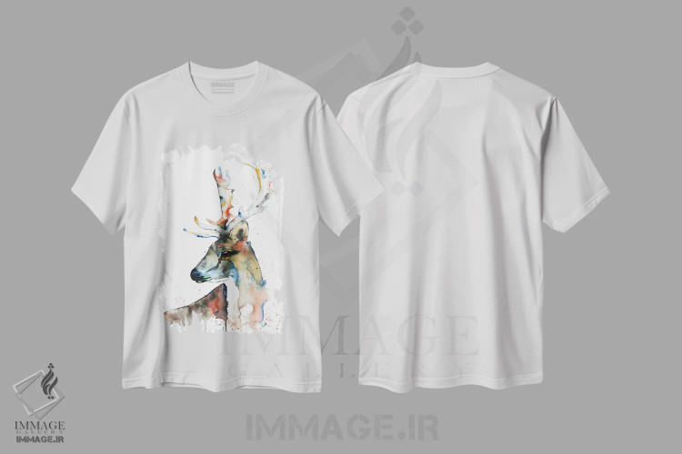 تیشرت سفید طرح دار – تیشرت حیوانات ,گوزن یَل اثر لیزا وایت هاوس immage.ir