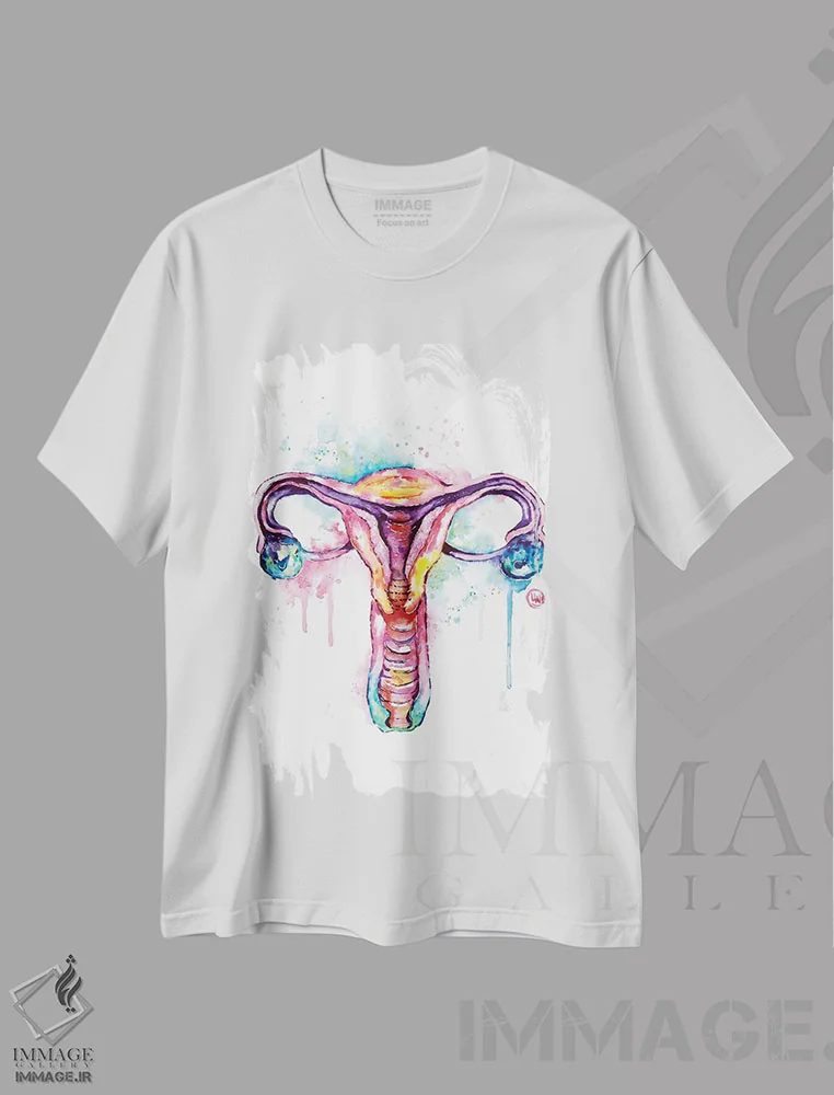 تیشرت سفید طرح دار – تیشرت هنری ,رحم اثر لیزا وایت هاوس فروشگاه ایماژ