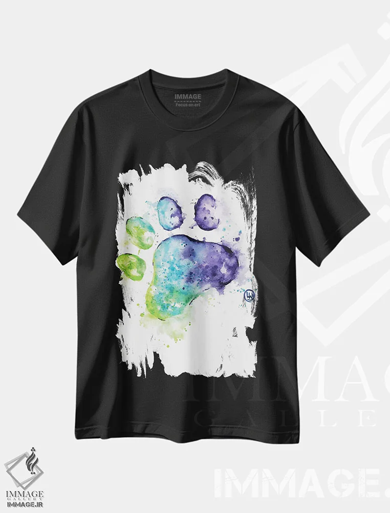 تیشرت مشکی طرح دار – تیشرت هنری ,پنجه بنفش اثر لیزا وایت هاوس immage.ir
