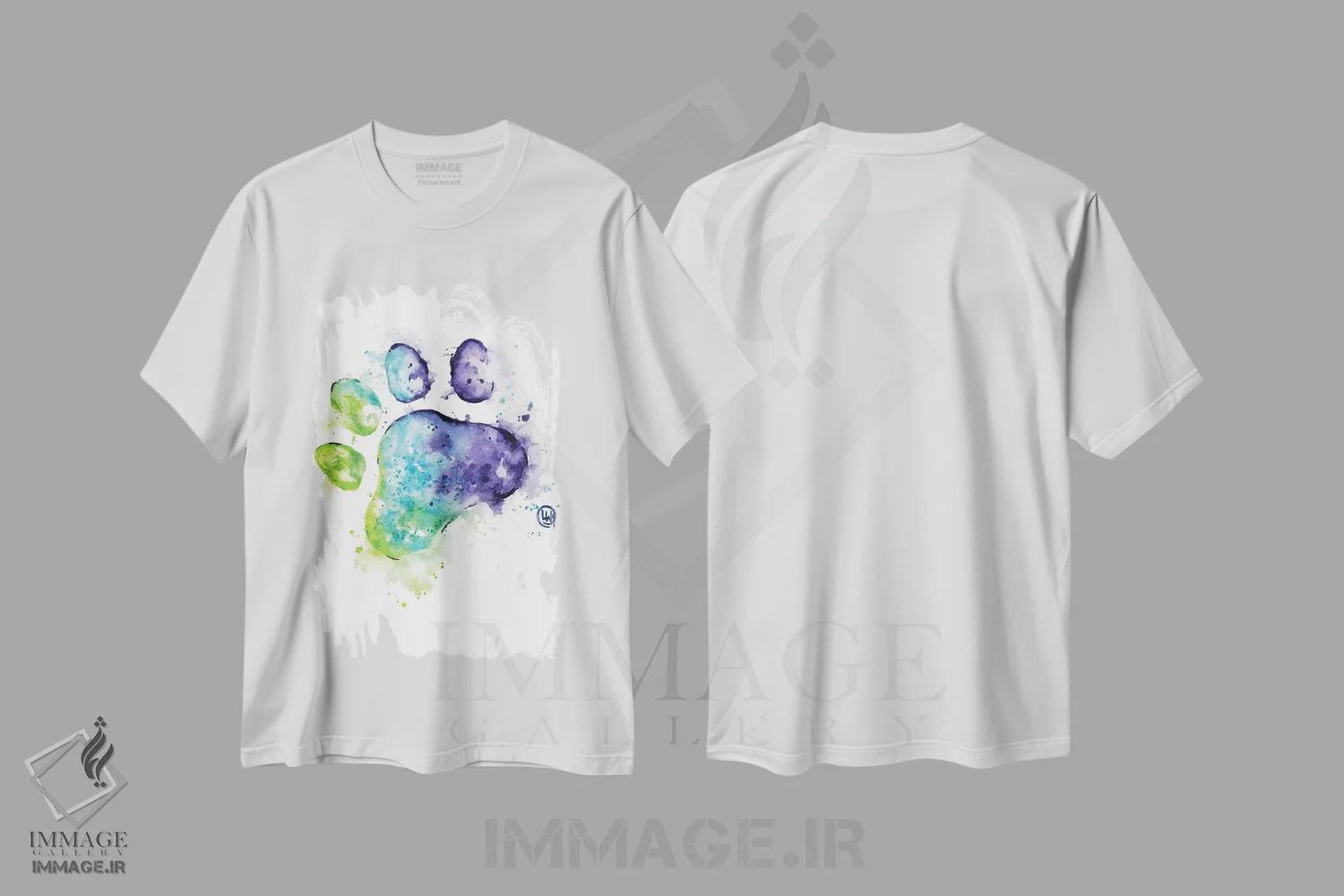 تیشرت سفید طرح دار – تیشرت هنری ,پنجه بنفش اثر لیزا وایت هاوس فروشگاه ایماژ