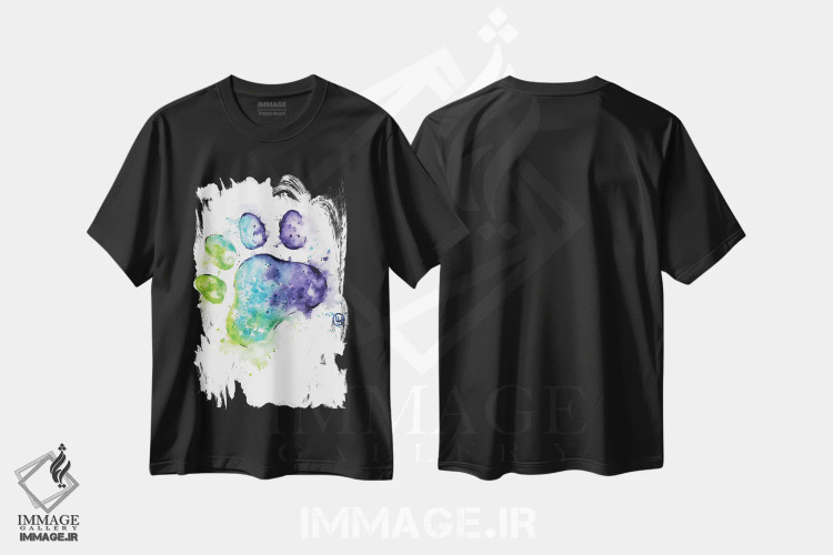 تیشرت مشکی طرح دار – تیشرت هنری ,پنجه بنفش اثر لیزا وایت هاوس immage.ir