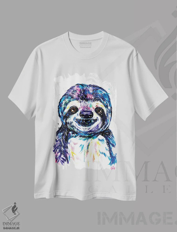 تیشرت سفید طرح دار – تیشرت حیوانات ,سوزی تنبل اثر لیزا وایت هاوس فروشگاه ایماژ