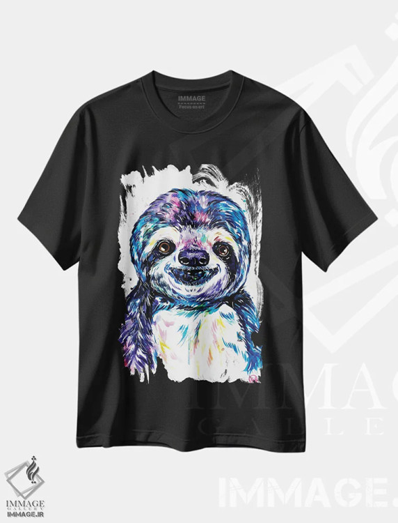 تیشرت مشکی طرح دار – تیشرت حیوانات ,سوزی تنبل اثر لیزا وایت هاوس immage.ir