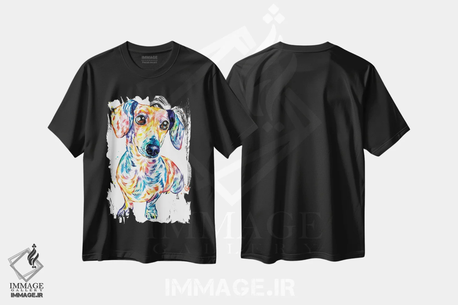 تیشرت مشکی طرح دار – تیشرت حیوانات ,داشهوند اثر لیزا وایت هاوس فروشگاه ایماژ