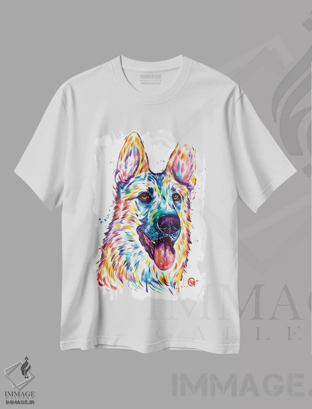 تیشرت سفید طرح دار – تیشرت سگ ,روح خوش سیما اثر لیزا وایت هاوس فروشگاه ایماژ