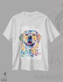 تیشرت سفید طرح دار – تیشرت فانتزی ,لابرادور شاد اثر لیزا وایت هاوس فروشگاه ایماژ