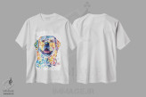 تیشرت سفید طرح دار – تیشرت فانتزی ,لابرادور شاد اثر لیزا وایت هاوس فروشگاه ایماژ