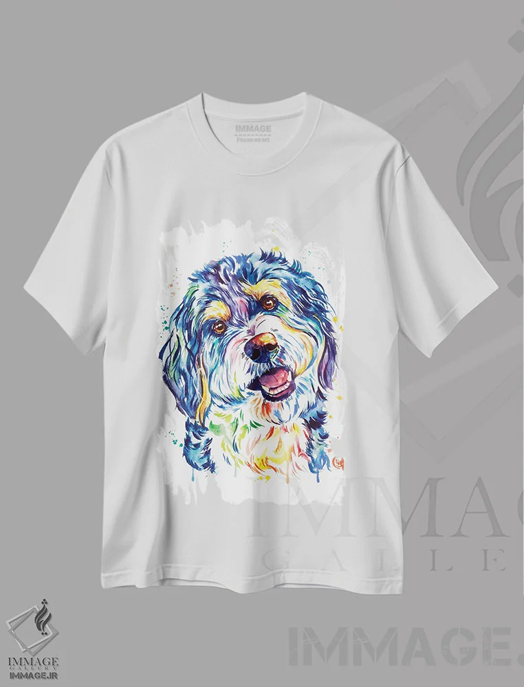 تیشرت سفید طرح دار – تیشرت هنری ,برنیدودل اثر لیزا وایت هاوس فروشگاه ایماژ