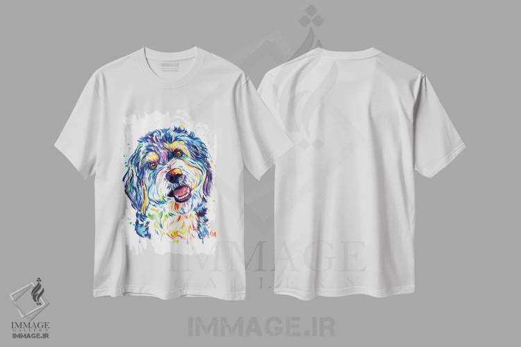 تیشرت سفید طرح دار – تیشرت هنری ,برنیدودل اثر لیزا وایت هاوس فروشگاه ایماژ