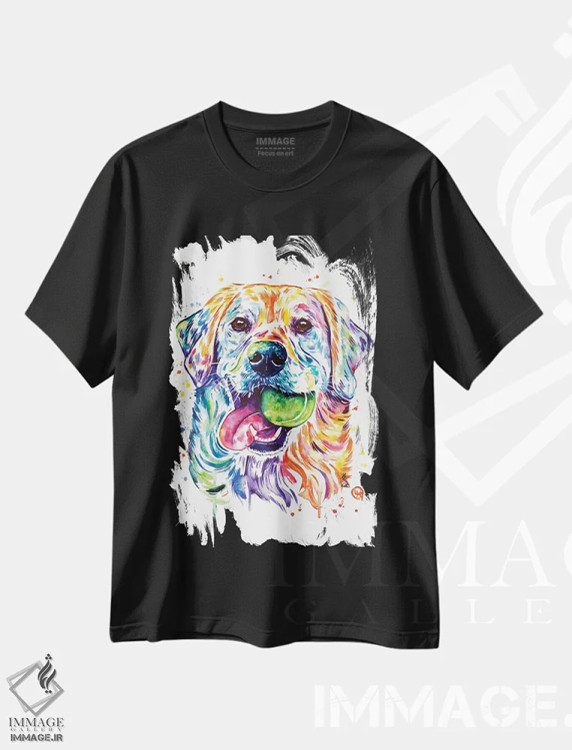 تیشرت مشکی طرح دار – تیشرت حیوانات ,توپ را پرت کن، نگیرش اثر لیزا وایت هاوس فروشگاه ایماژ