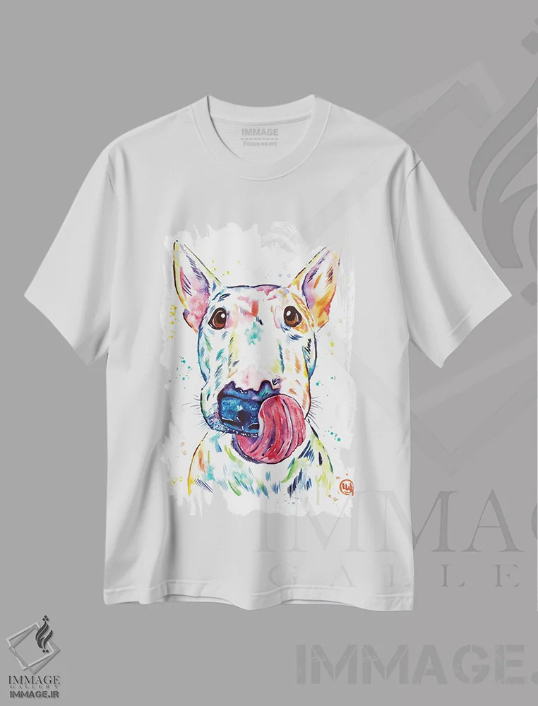 تیشرت سفید طرح دار – تیشرت حیوانات ,بول تریر اثر لیزا وایت هاوس immage.ir
