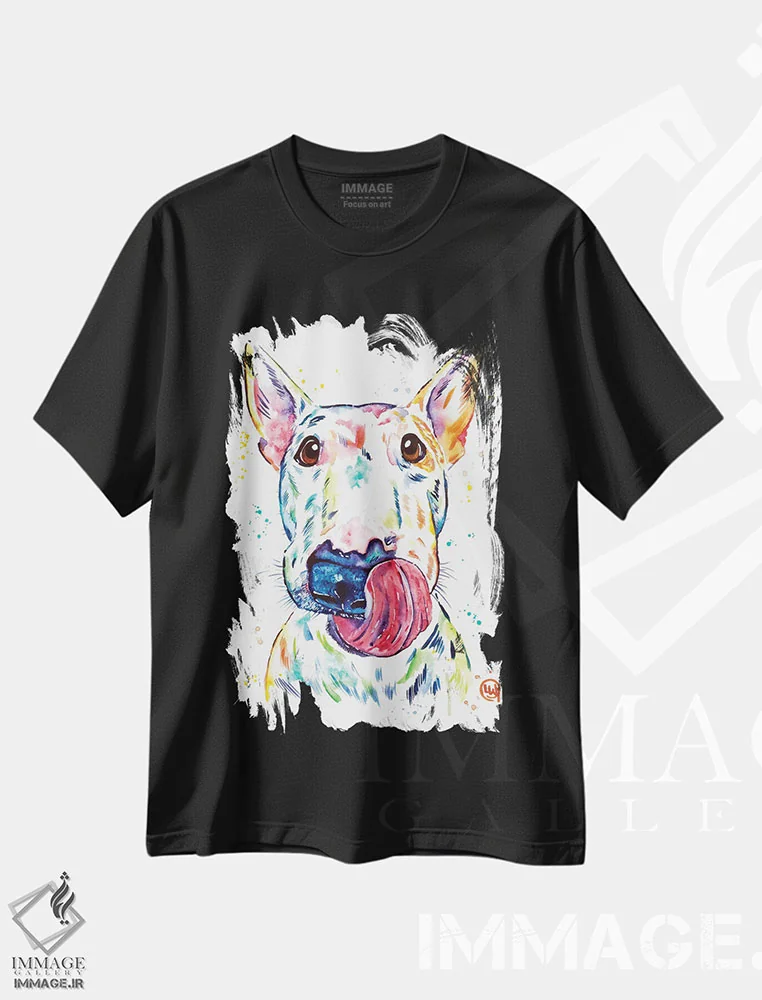 تیشرت مشکی طرح دار – تیشرت حیوانات ,بول تریر اثر لیزا وایت هاوس فروشگاه ایماژ