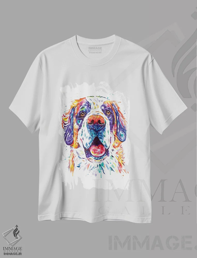 تیشرت سفید طرح دار – تیشرت سگ ,سنت برنارد اثر لیزا وایت هاوس فروشگاه ایماژ