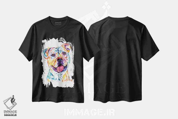 تیشرت مشکی طرح دار – تیشرت حیوانات ,استافوردشایر بول تریر اثر لیزا وایت هاوس فروشگاه ایماژ