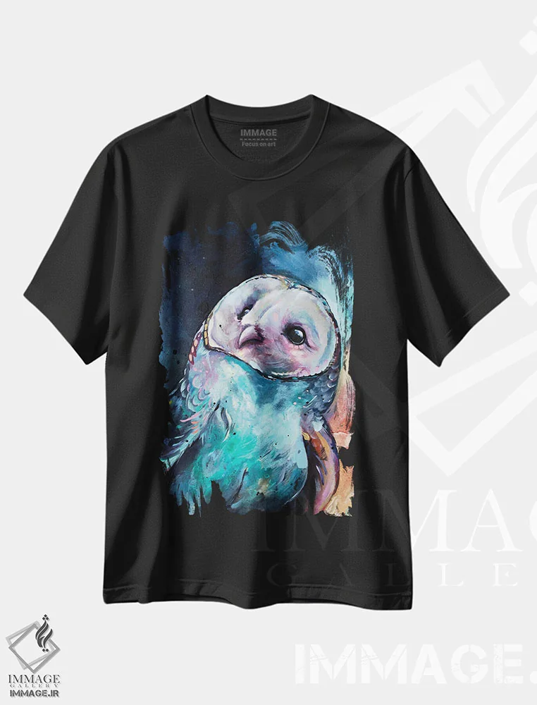تیشرت مشکی طرح دار – تیشرت هنری ,من عاشق ستاره ها بوده ام اثر لیزا وایت هاوس فروشگاه ایماژ