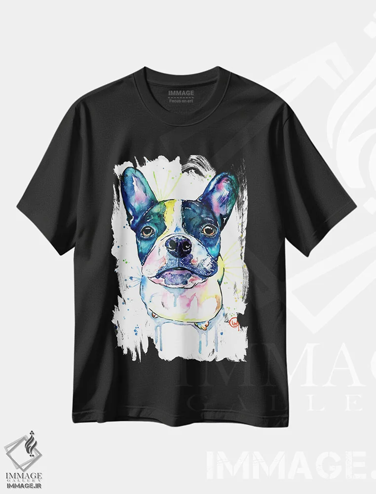 تیشرت مشکی طرح دار – تیشرت حیوانات ,جونو فرنچتون اثر لیزا وایت هاوس فروشگاه ایماژ