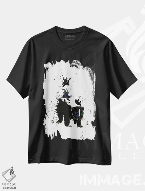 تیشرت مشکی طرح دار – تیشرت هنری ,لکه جوهر اثر لیزا وایت هاوس immage.ir