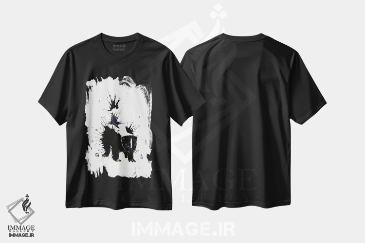 تیشرت مشکی طرح دار – تیشرت هنری ,لکه جوهر اثر لیزا وایت هاوس immage.ir