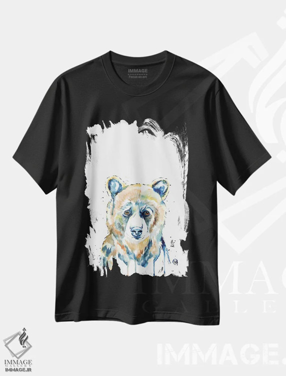 تیشرت مشکی طرح دار – تیشرت حیوانات ,خرس پیکابو اثر لیزا وایت هاوس فروشگاه ایماژ
