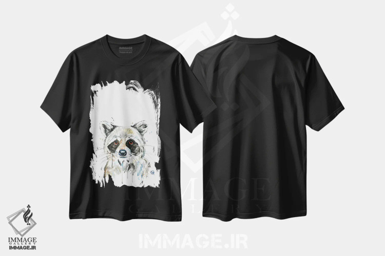 تیشرت مشکی طرح دار – تیشرت حیوانات ,راکون پیکابو اثر لیزا وایت هاوس immage.ir