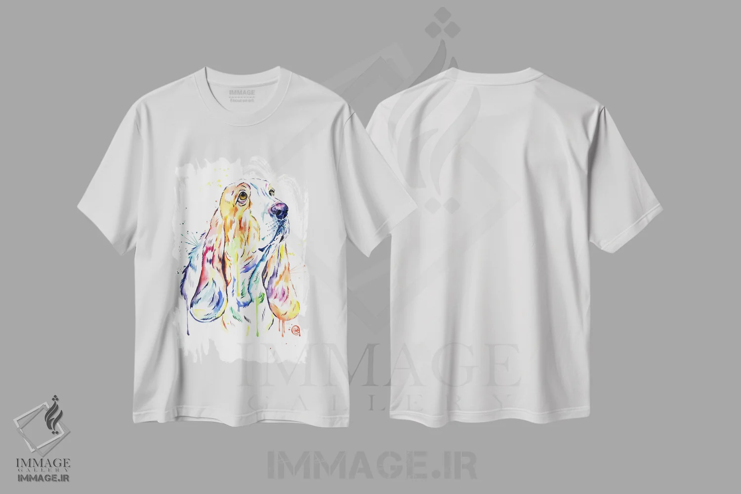 تیشرت سفید طرح دار – تیشرت حیوانات ,سگ باست هاند اثر لیزا وایت هاوس فروشگاه ایماژ