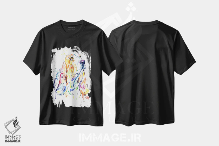 تیشرت مشکی طرح دار – تیشرت حیوانات ,سگ باست هاند اثر لیزا وایت هاوس immage.ir
