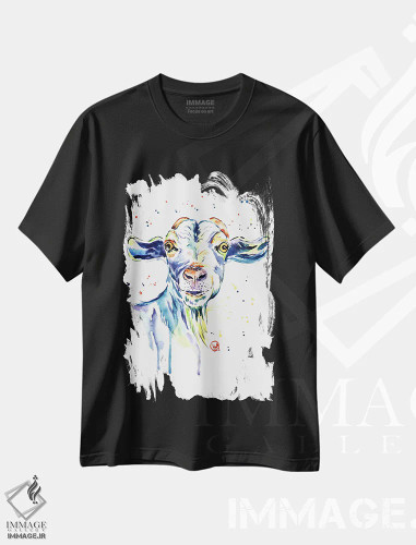 تیشرت مشکی طرح دار – تیشرت حیوانات ,بز شاد اثر لیزا وایت هاوس فروشگاه ایماژ
